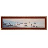 Glimpse of the coast with boats and fishermen20th centuryoil painting on boardsigned, framed19 x