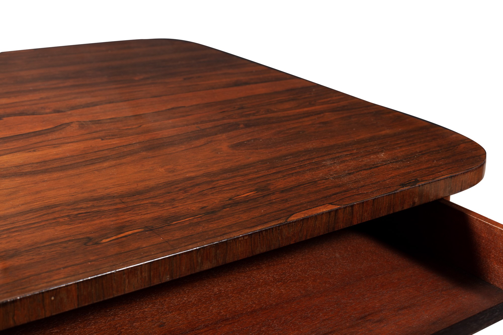 Rosewood coffee tableEngland, early 20th centuryrectangular top, two drawers side by side on the - Image 4 of 4