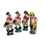 Lot of four sculptures of the musketeersSicilian manufacture, mid 20th centuryin polychrome and
