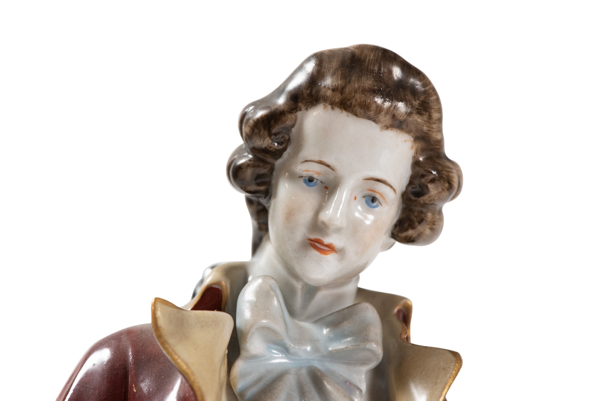 Pair of white and polychrome porcelain sculptures Italian manufacture, mid 20th centurymarked N - Image 3 of 6