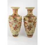 Pair of Satsuma vasesJapan, first half of the 20th centurydecorated with samurai, restorations and