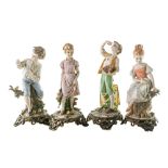 Lot of four triad biscuit porcelain sculptures Italian manufacture, second half of the 20th