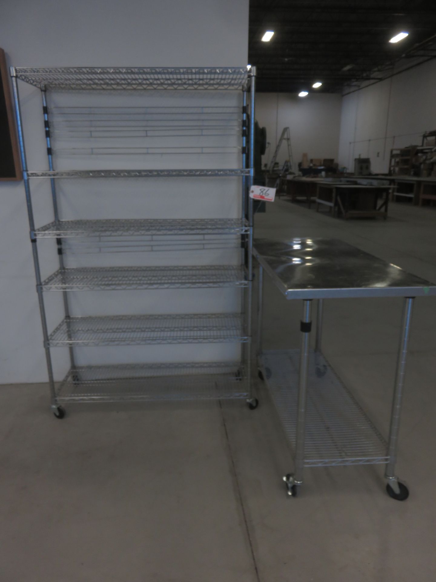 LOT - CHROME PORTABLE SHELVING & TABLE UNITS