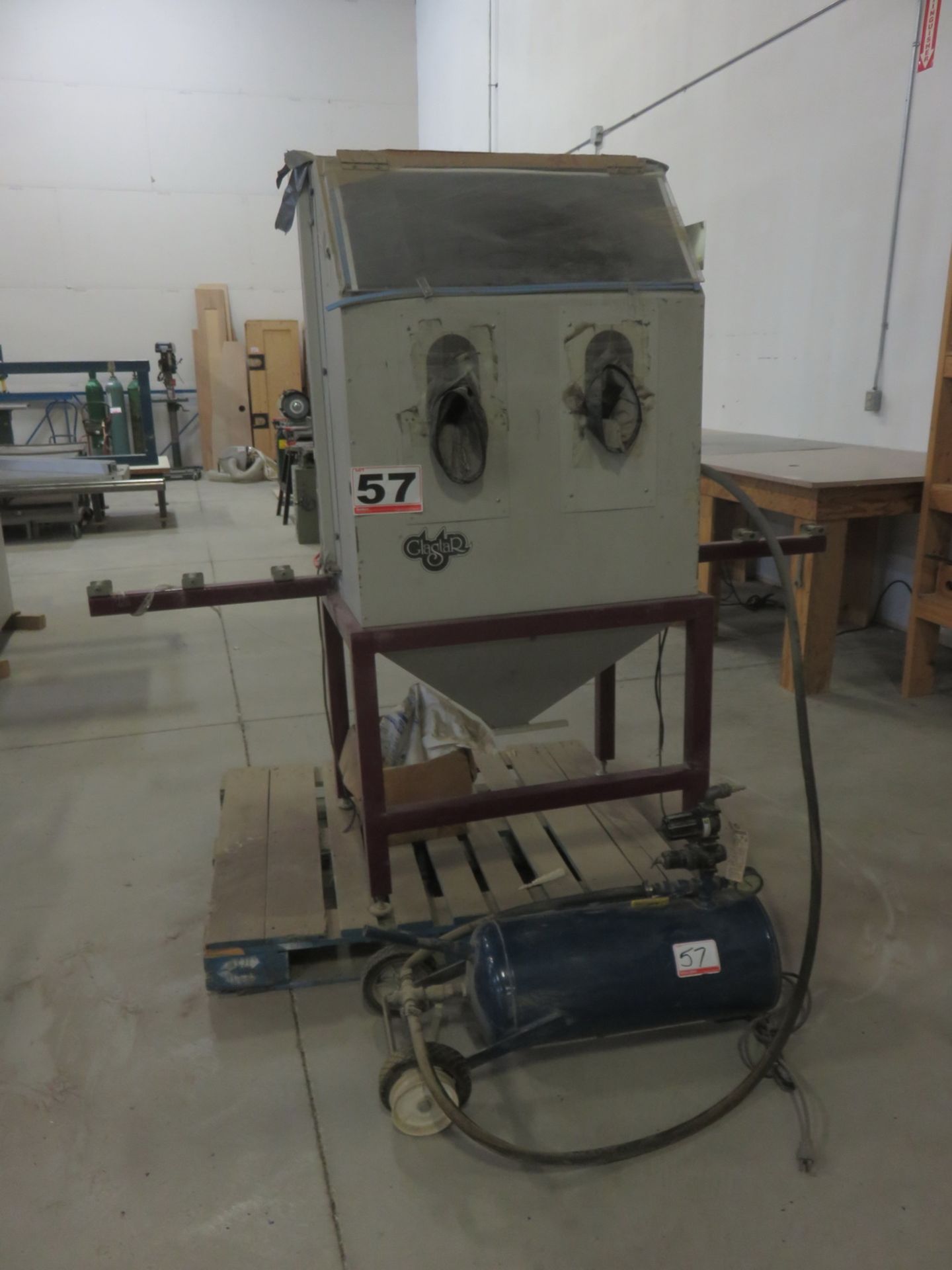 GLASTAR GLASS SAND BLASTING CHAMBER W/ SUPPLY TANK - Image 2 of 2