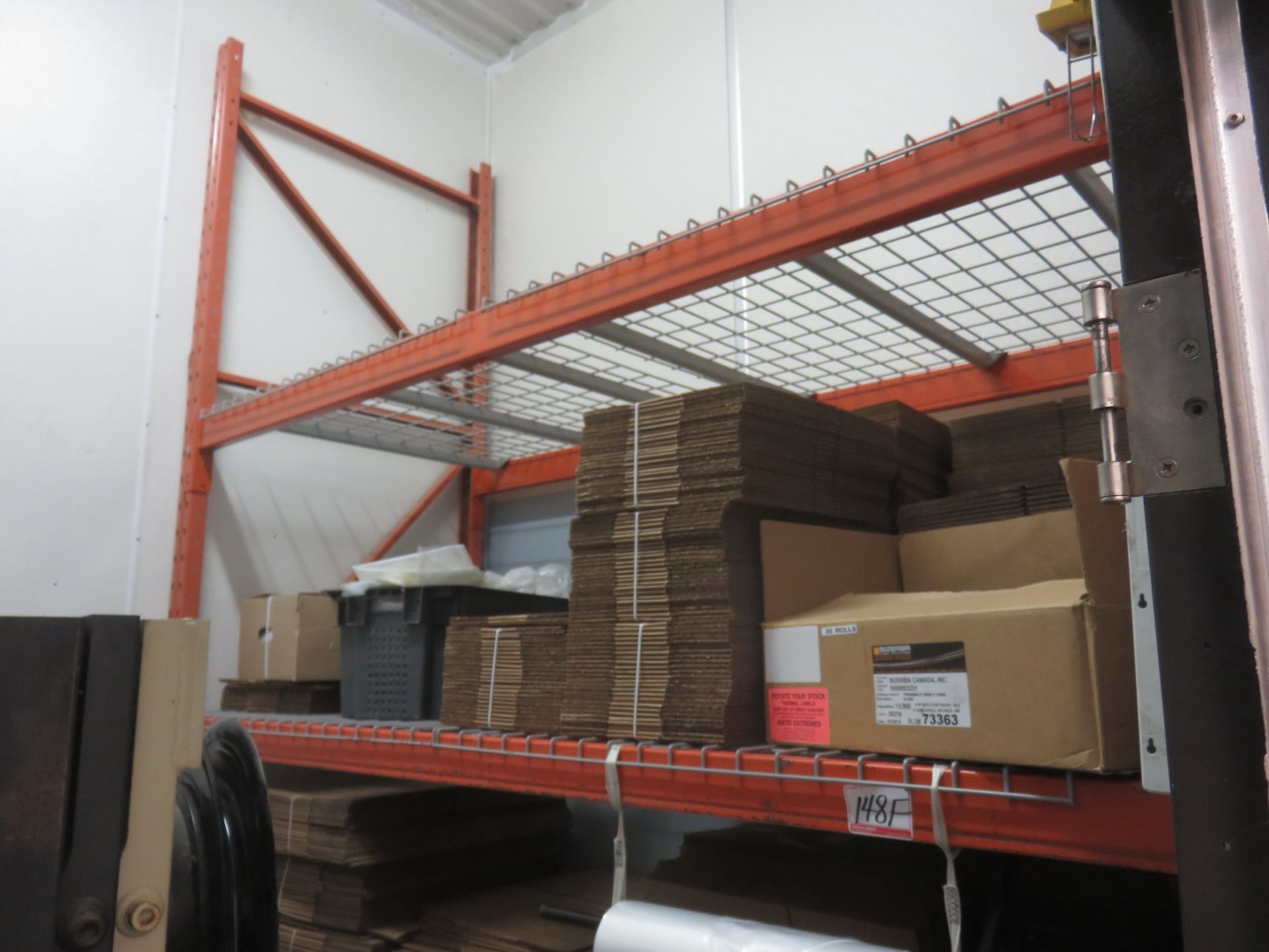 SECTIONS - ORANGE STEEL 42" X 8' X 12'H PALLET RACKING C/W (4) CROSS BEAMS / SECTION - NO MESH
