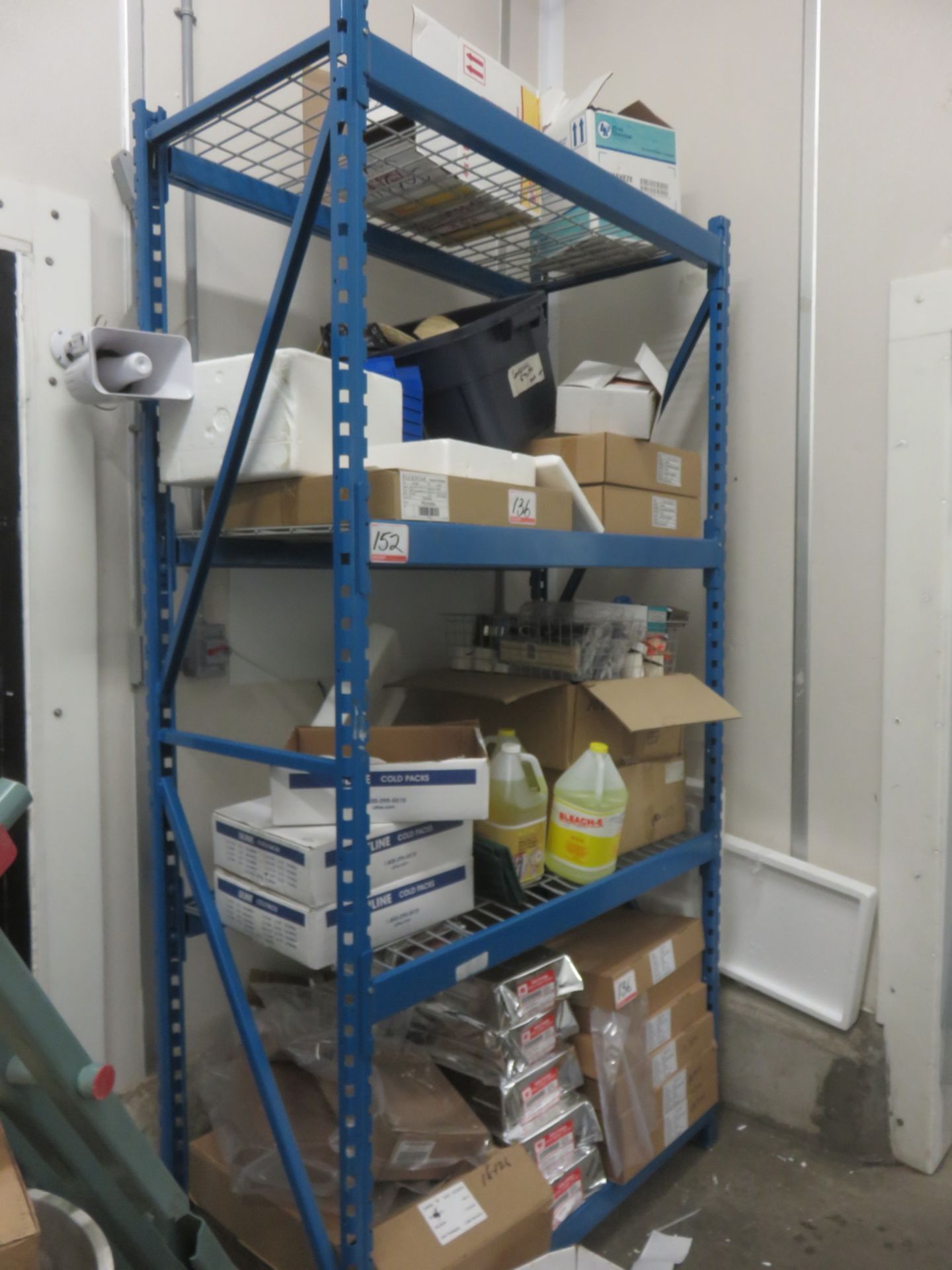 SECTIONS - BLUE STEEL 2' X 4' X 8'H SHELVING W/ SHELF SUPPORTS (14 STRINGERS TOTAL)