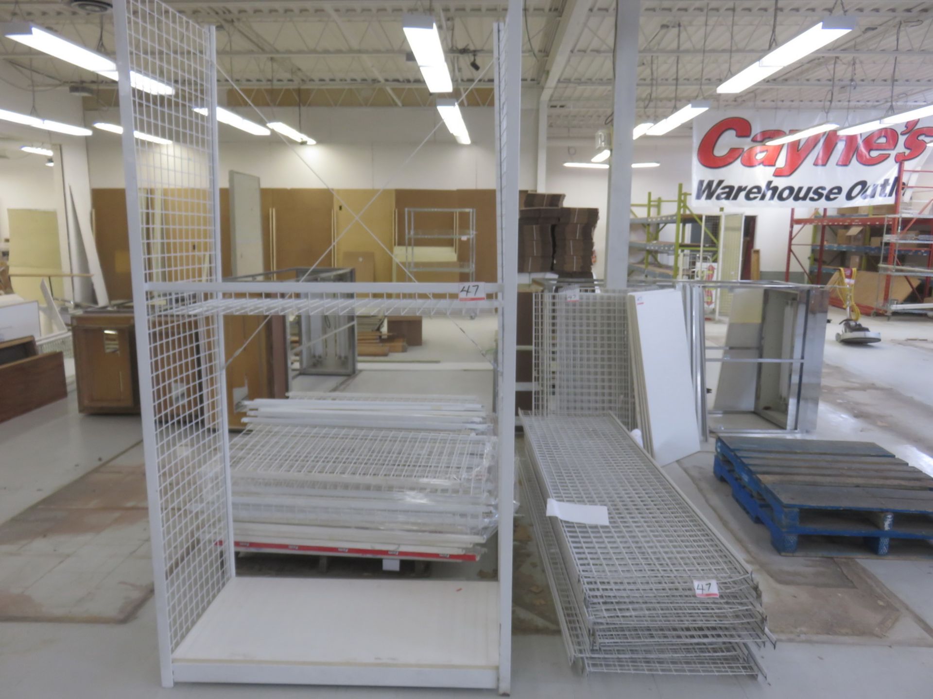 LOT - WHITE MESH & WOOD 26 X 50" X 8'H SHELVING