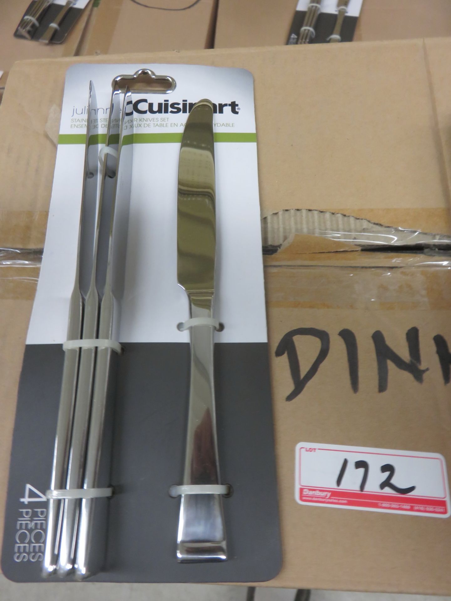 LOT - CUISINART STAINLESS DINNER KNIFE SETS (4 KNIVES /PACK) (74 PACKS - 1 BOX)