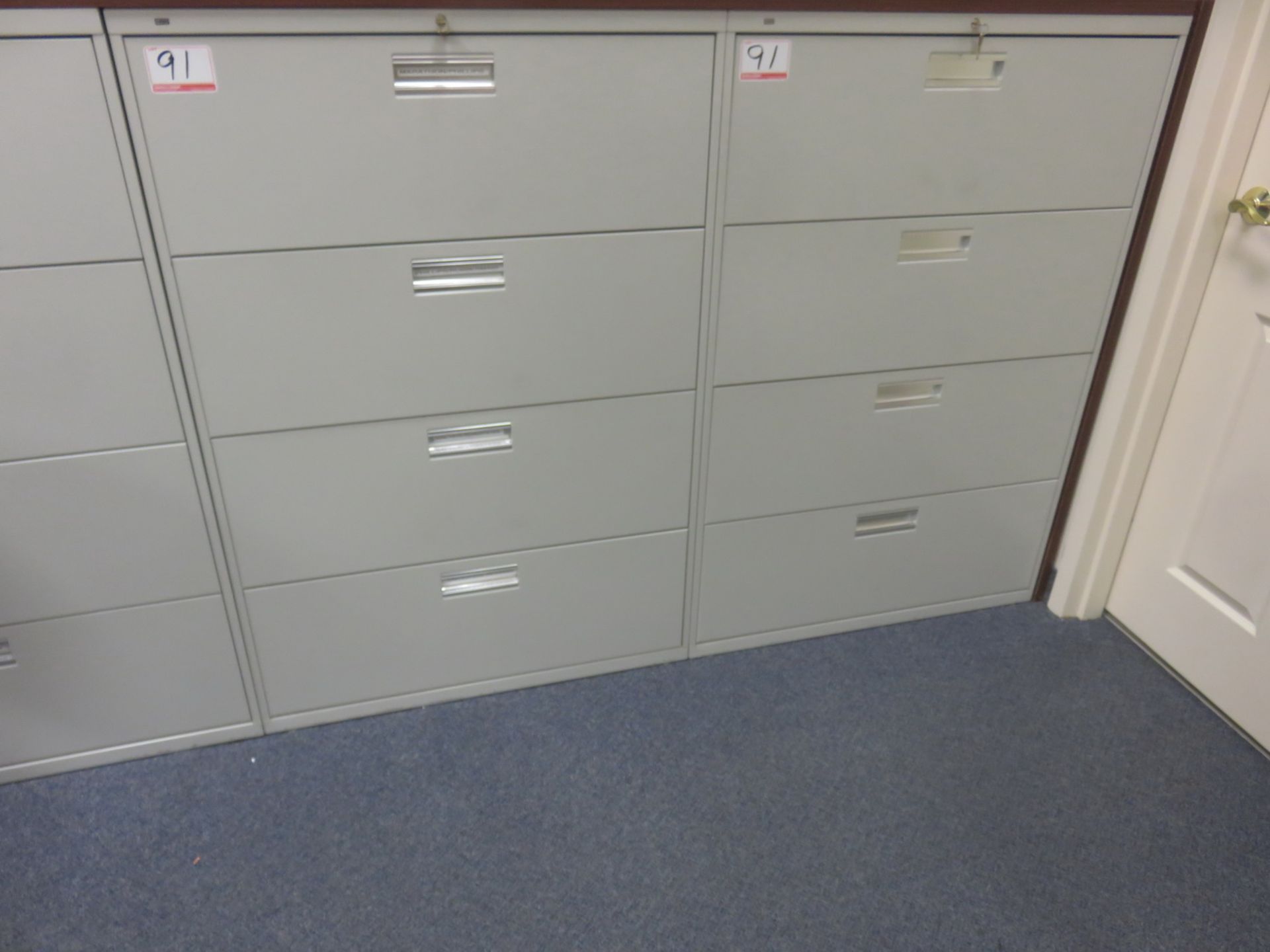 UNITS - HON GREY STEEL 4-DR LATERAL FILING CABINETS