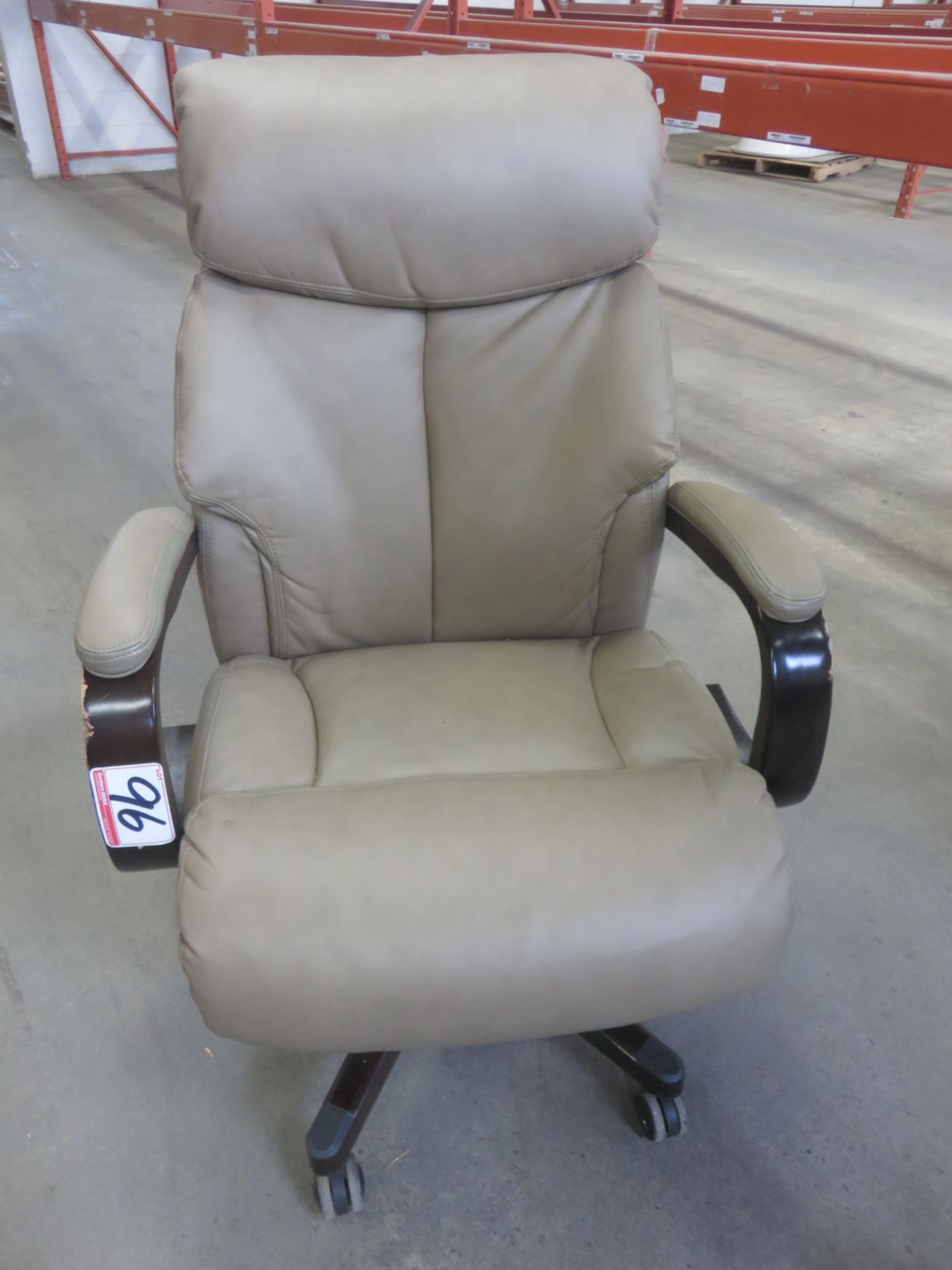 BROWN LEATHER HIGH BACK PNEUMATIC EXECUTIVE CHAIR