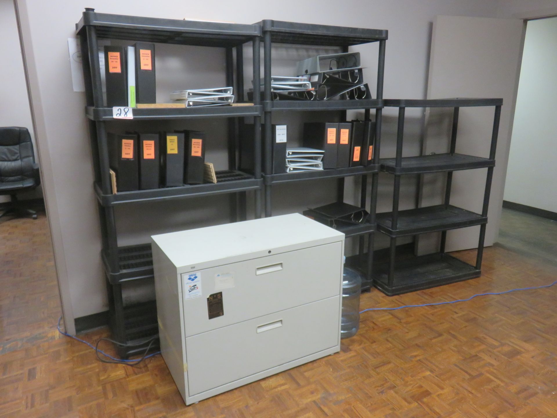 LOT - FILE CABINETS + PLASTIC SHELVING - Image 2 of 3