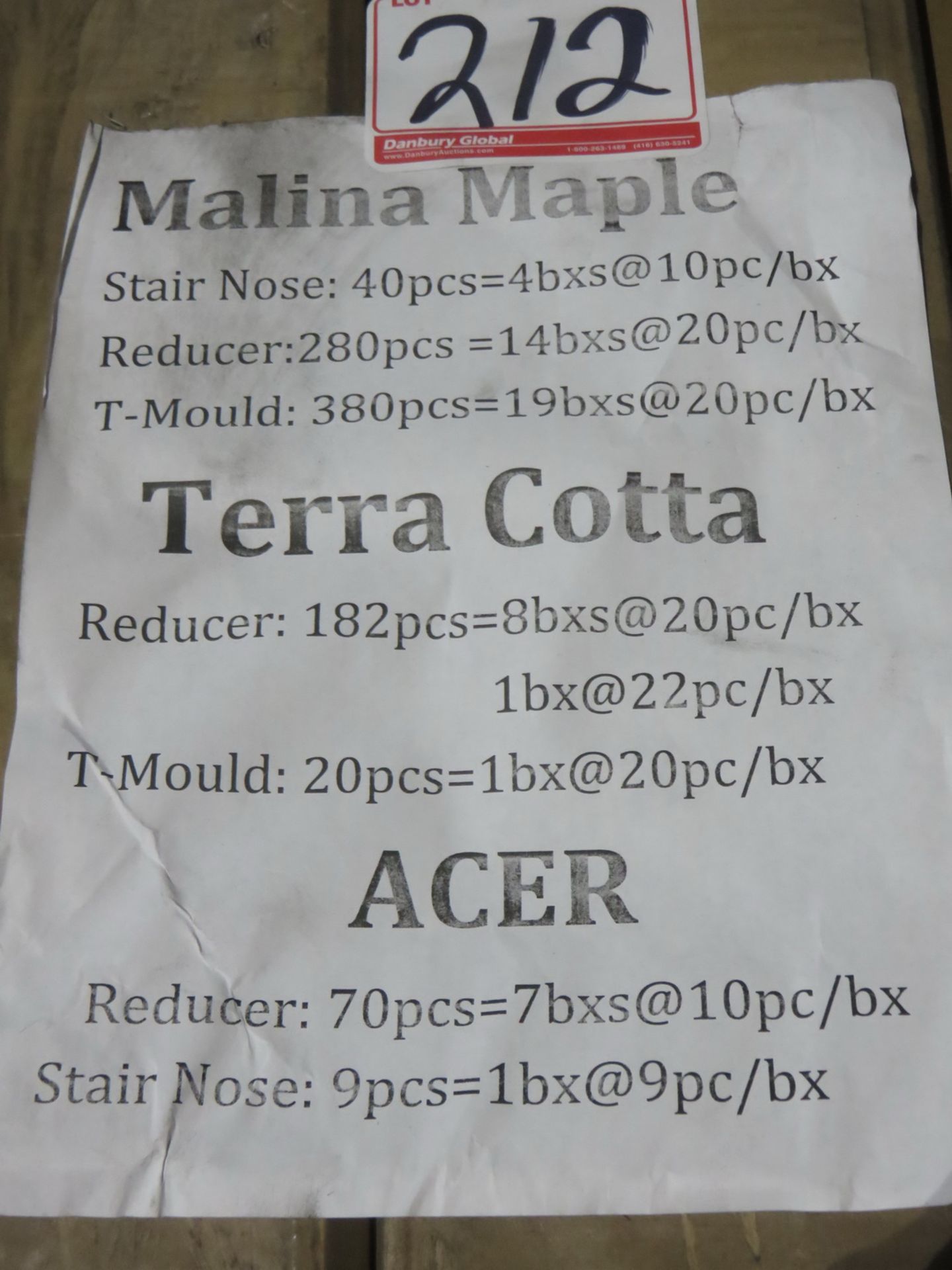 LOT - ASSTD T-MOULD, REDUCER, & STAIR NOSE- MALINE MAPLE. TERRA COTTA, ACER, ETC - Image 2 of 2