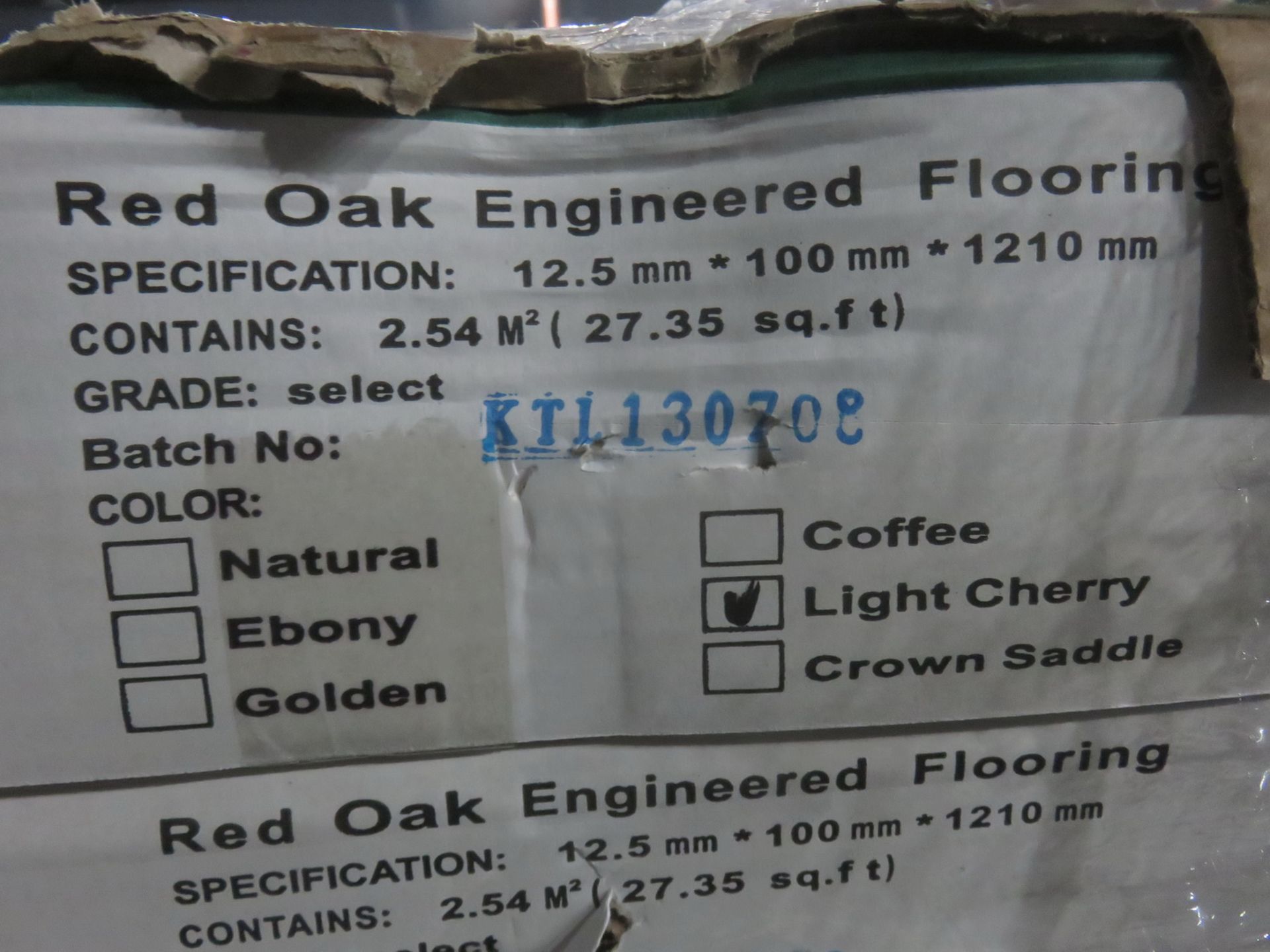 BOXES - TIMBERWOOD RED OAK LIGHT CHERRY 12.5MM X 100MM X 1210MM ENGINEERED HARDWOOD FLOORING (27. - Image 2 of 3