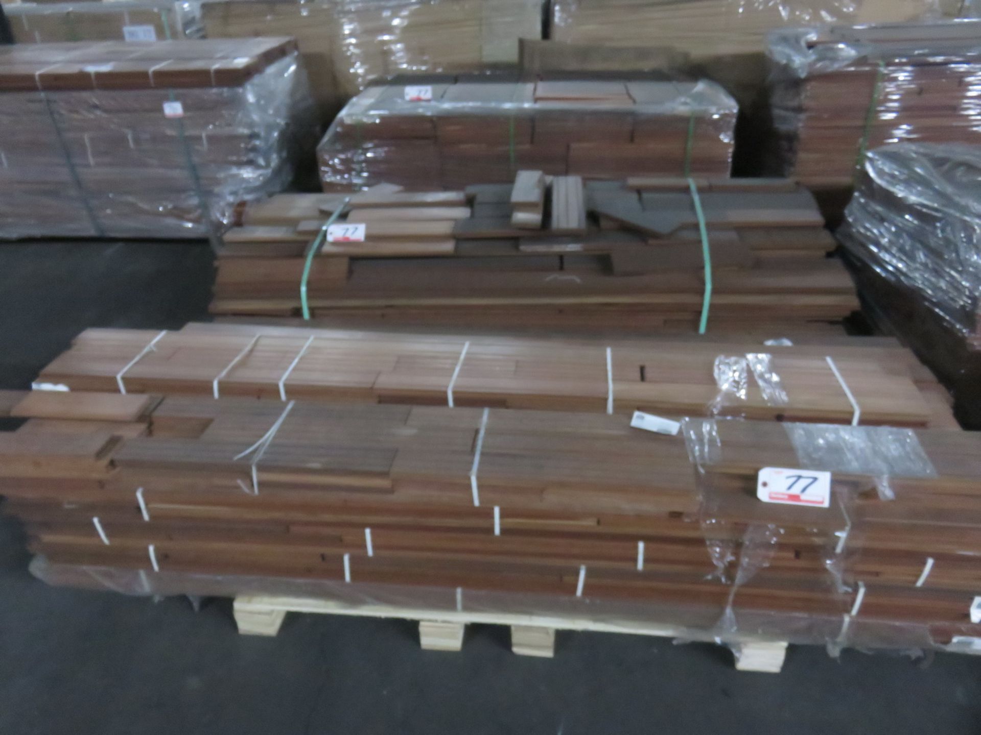 LOT - UNSTAINED NATURAL HARDWOOD - BRAZILIAN CHERRY, ETC - (3 PALLETS TOTAL)