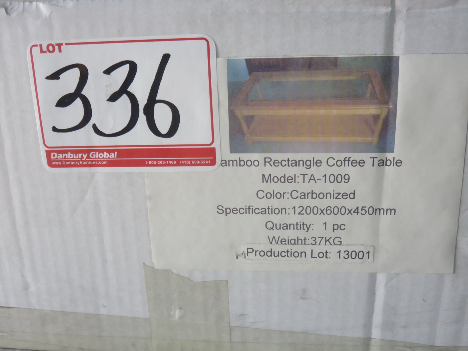 BAMBOO TA-1009 CARBONIZED RECTANGULAR COFFEE TABLE - 1200 X 600 X 450MM (NEW IN BOX)