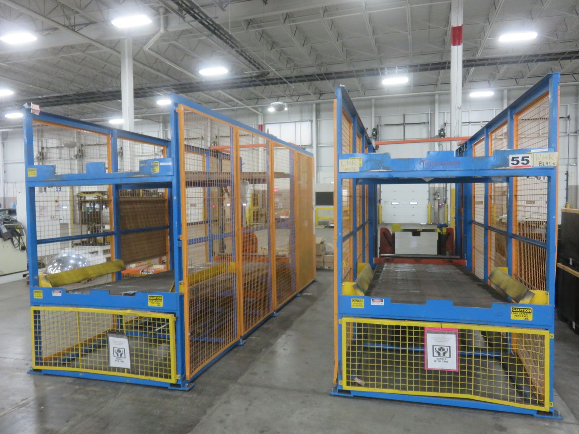 (2) 2013 TECH-CON AUTOMATION CUSTOM BUILT 49.5" CAPACITY OVER/ UNDER GRAVITY FEED PALLET SYSTEM W/