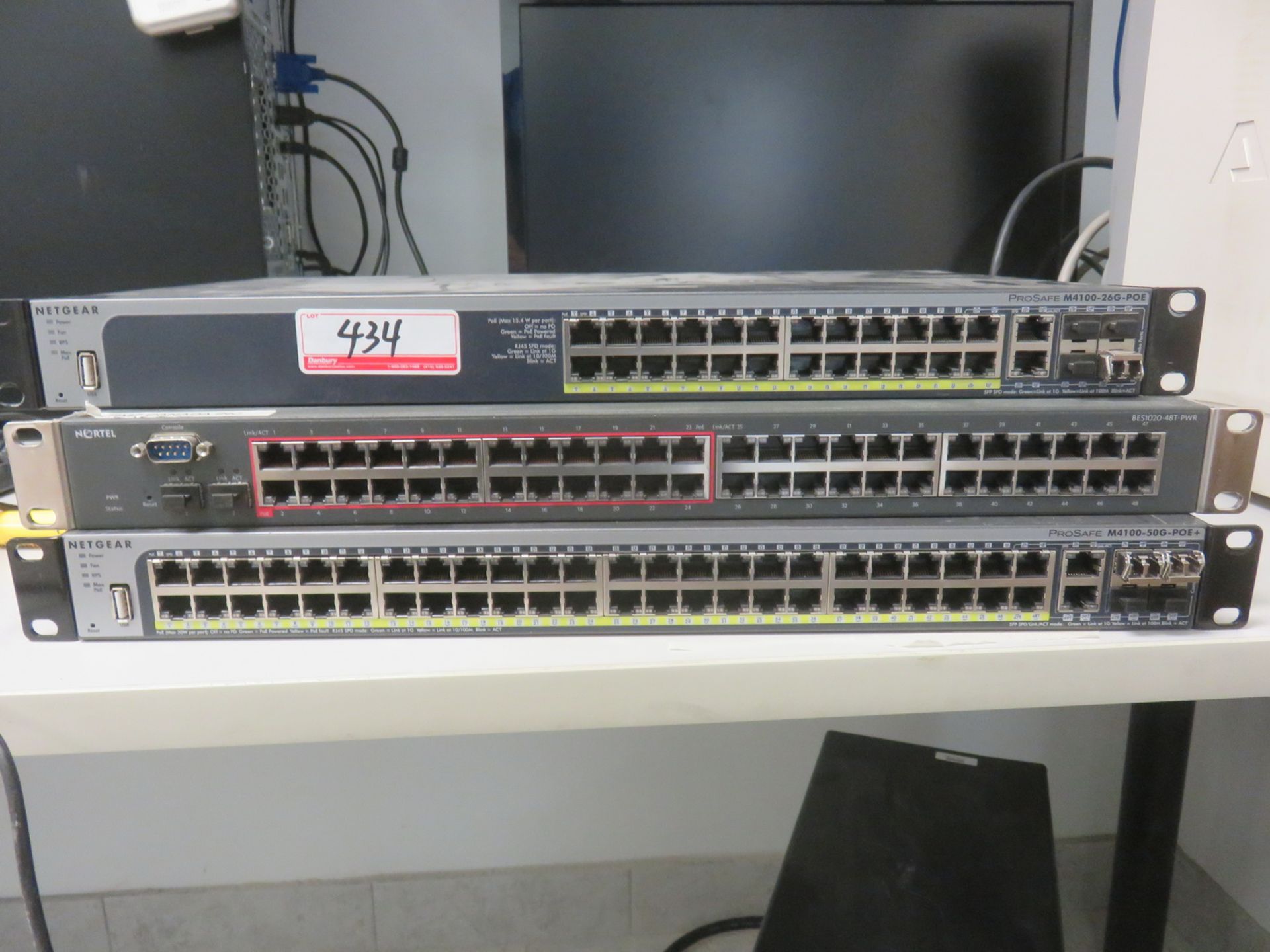 LOT - NET GEAR + NORTEL ASSTD SWITCHES (NO WALL MOUNT CABINET)