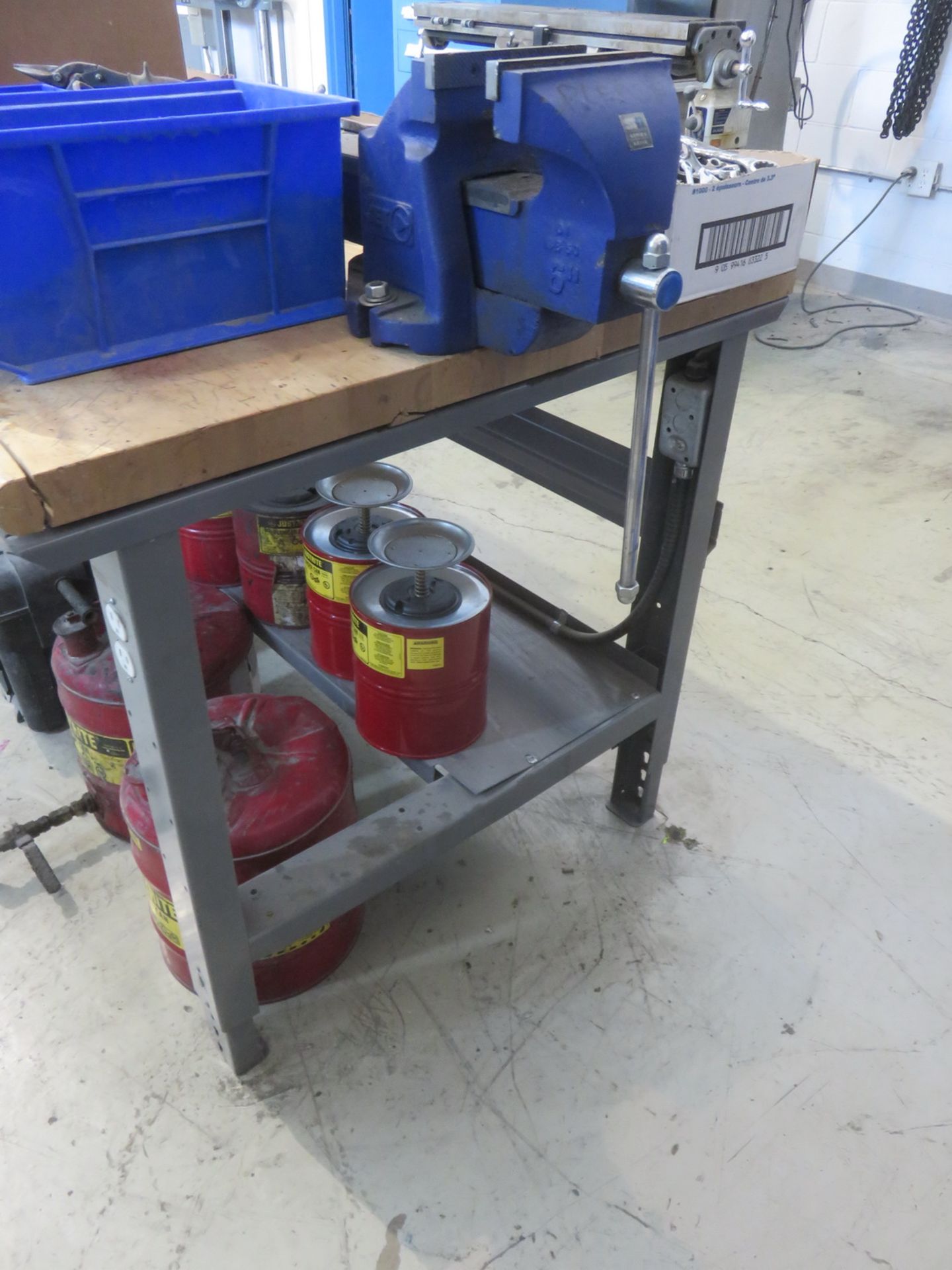 MAPLE 36" X 5' SHOP TABLE W/ KING 8" DUAL END BENCH GRINDER & JET 6" VISE - Image 2 of 2