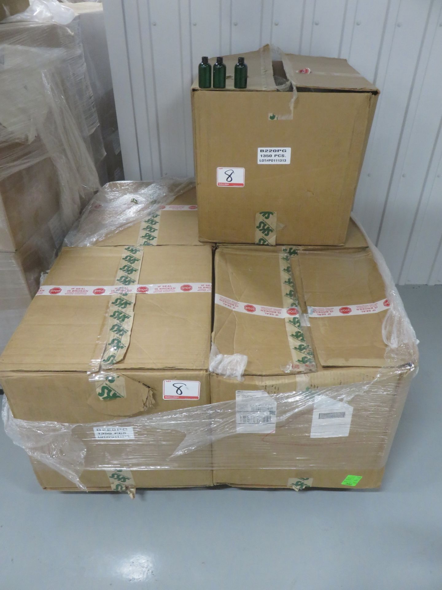 BOXES - SKS PET GREEN BOTTLES - BOSTON ROUND 20/410 - (1350 PCS/BOX) (BOTTLES ONLY - NO CAPS)