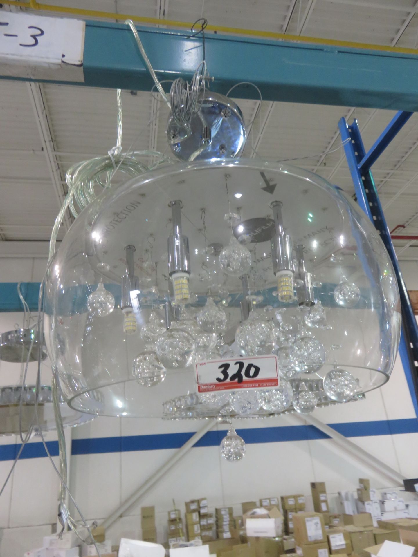 CHROME + GLASS - M21004, 6 BULB HANGING CEILING LIGHT