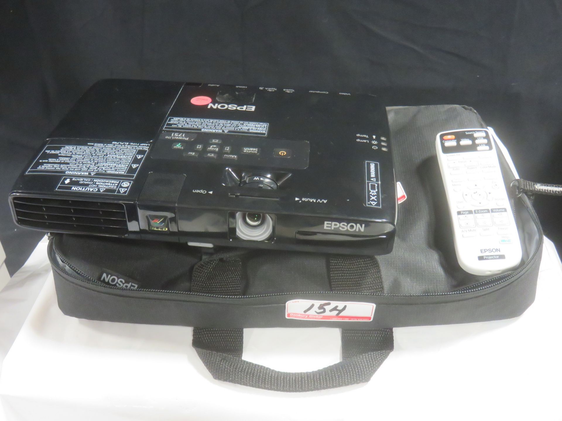 EPSON POWER LITE 1751 LCD PROJECTOR W/ REMOTE POWER CORD + TRAVEL BAG (487 HRS)