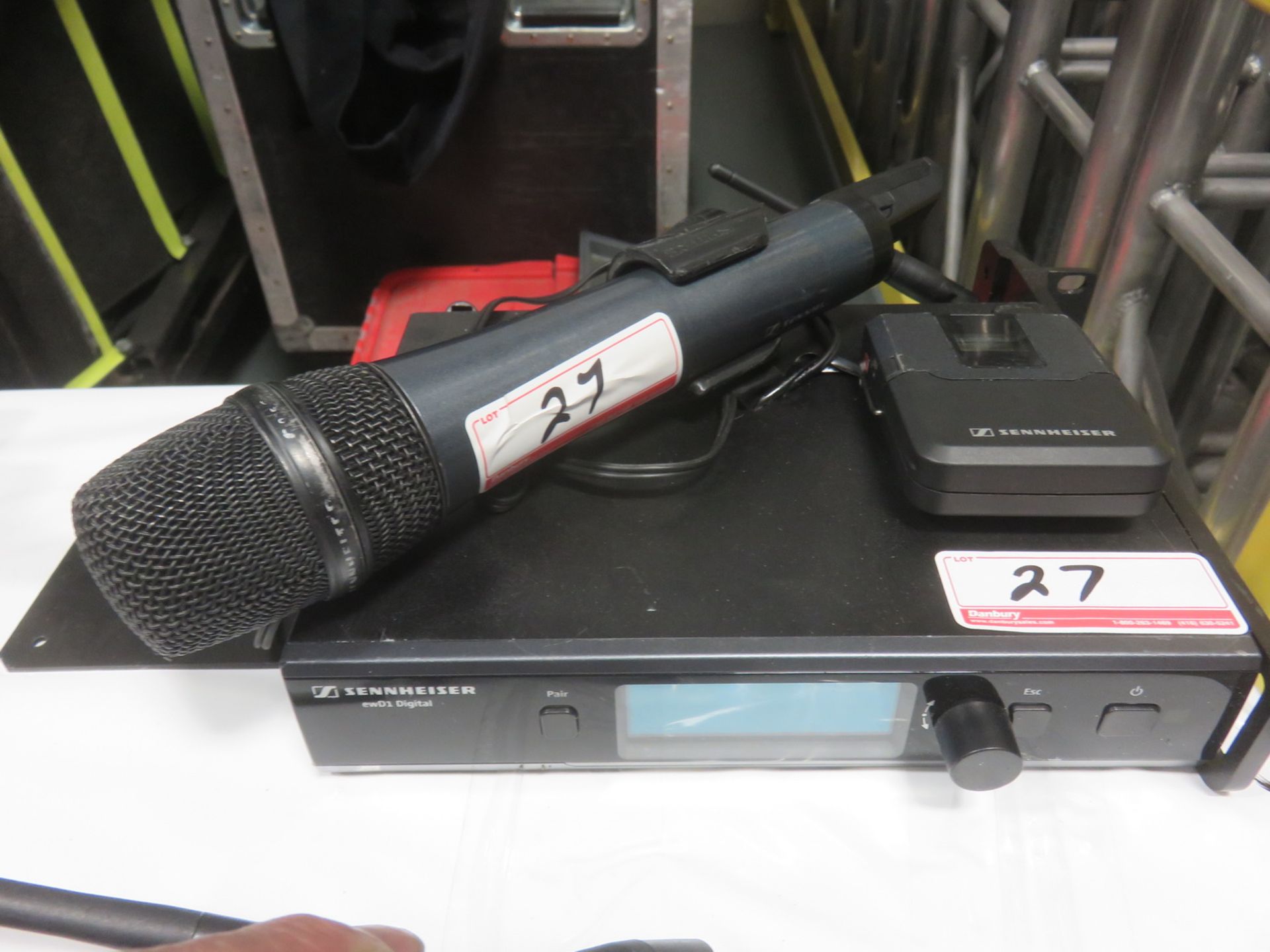 LOT - SENNHEISER WIRELESS HAND MIC W/ SK-D1 BODY PACK + EWDI DIGITAL EMDI DIGITAL RECEIVER ("A" RA