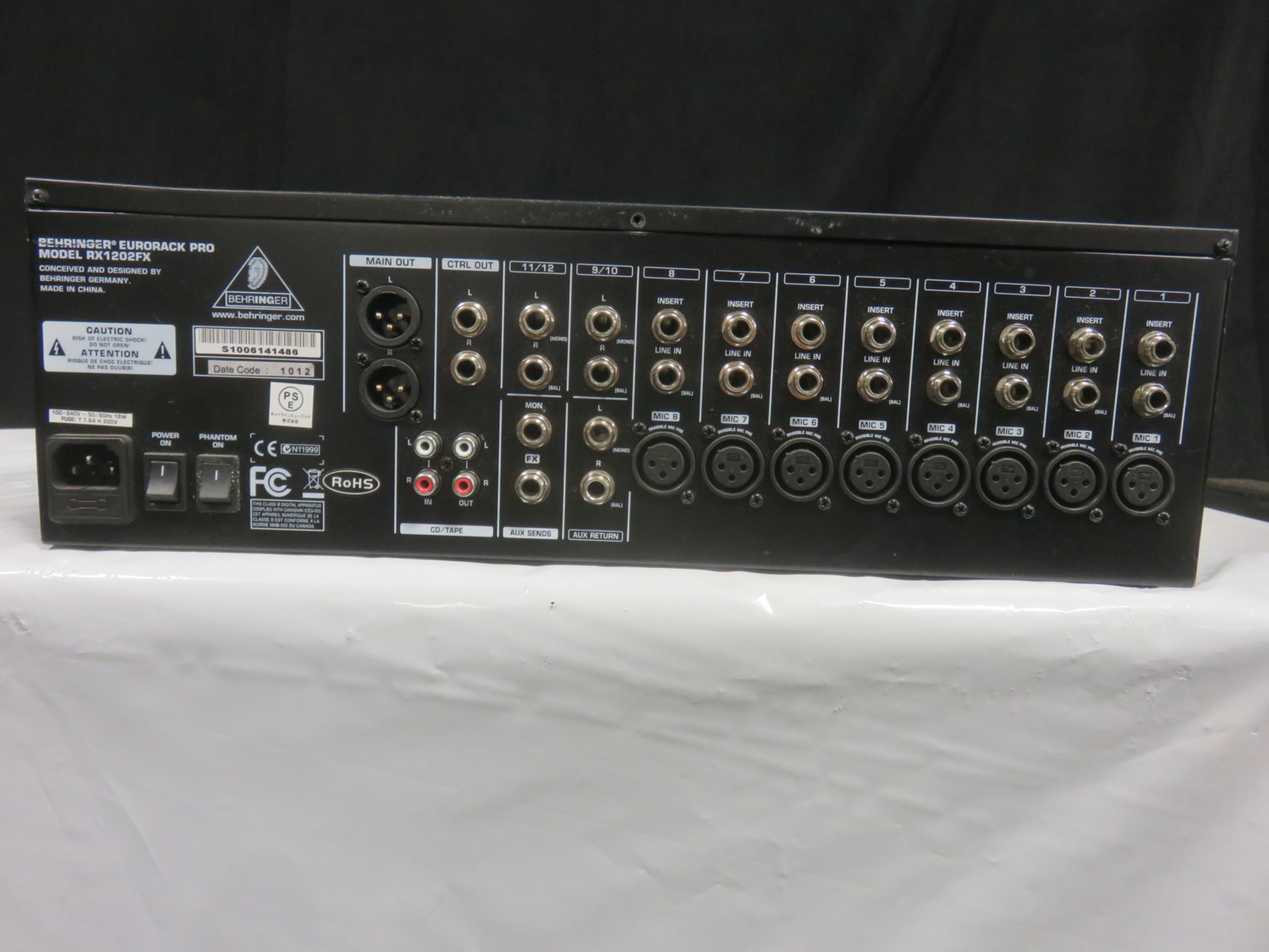 BEHINGER EUROPACK PRO, RX 1202 FX ULTRA LOW NOISE DESIGN, 12 INPUT MIC/ LINE RACK MIXER, W/ - Image 2 of 2