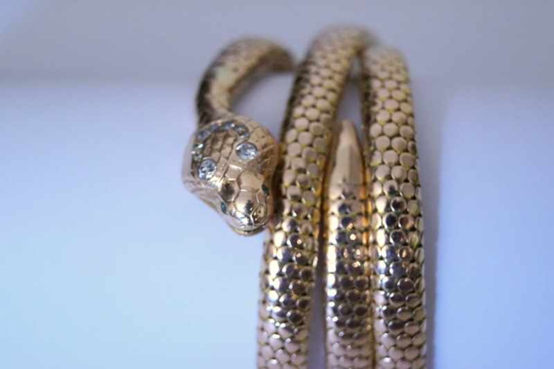 Antikes Schlangenarmband mit Diamantbesatz, 14 ct Roségold< - Bild 4 aus 8