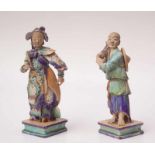 Pärchen chinesische Shiwan Keramikfiguren, um 1900<