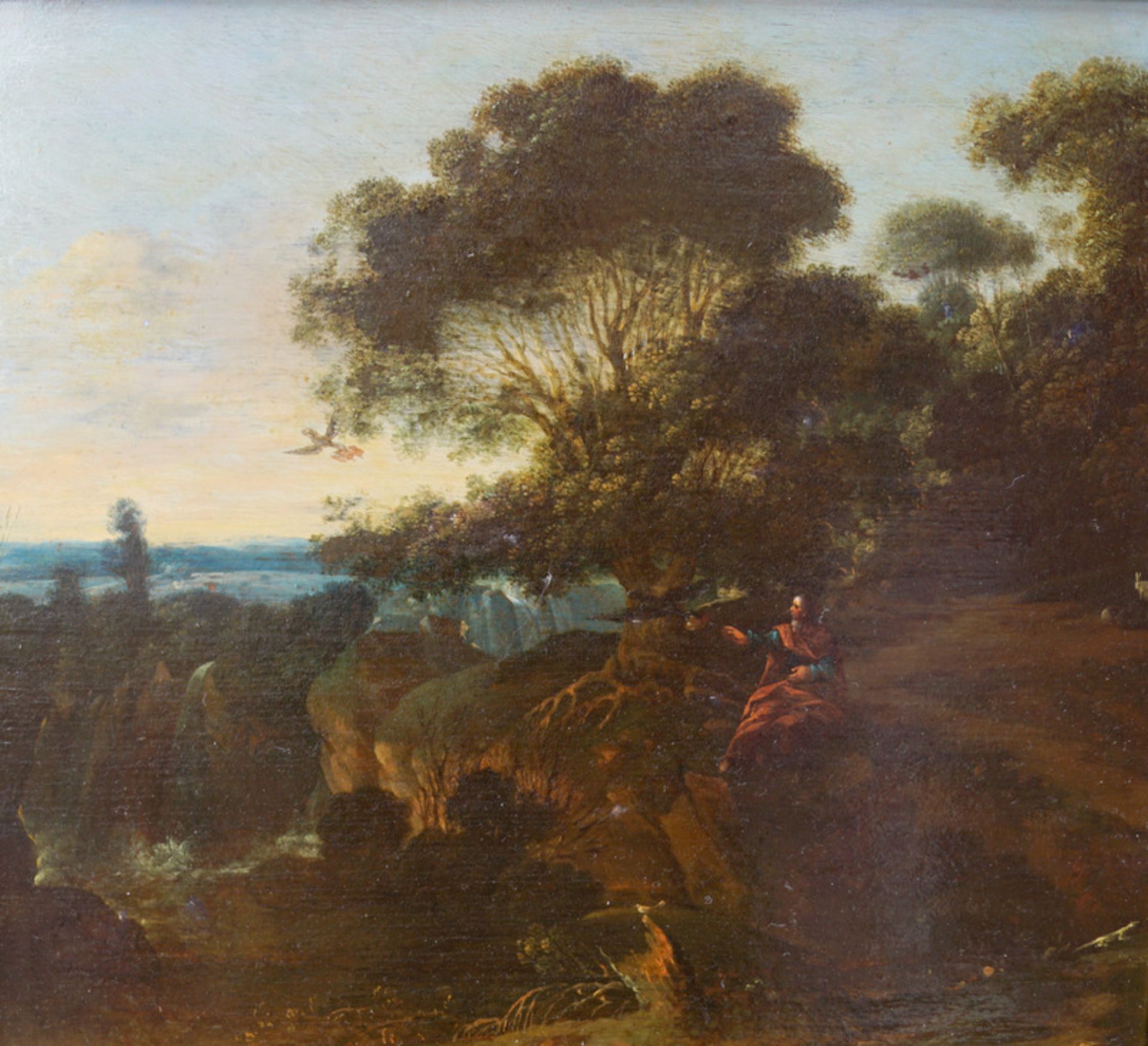 Dughet, Gaspard genannt Gaspard Poussin (1615 Rom – 1675 Rom): Landschaft mit Heiligem, den Tieren
