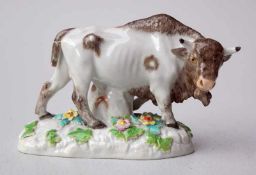 Königl. Meissen (Unterglasurblaue Marke (Pfeifferzeit) ca. 1924-1934): Kuh auf Grassockel<