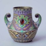 CLOISONNÉ-EMAIL-Vase, Russland, Moskau, Pawel Owtschinnikow<