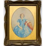 Ovales Damenporträt des Biedermeier, dat. 1856<