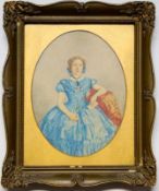 Ovales Damenporträt des Biedermeier, dat. 1856<