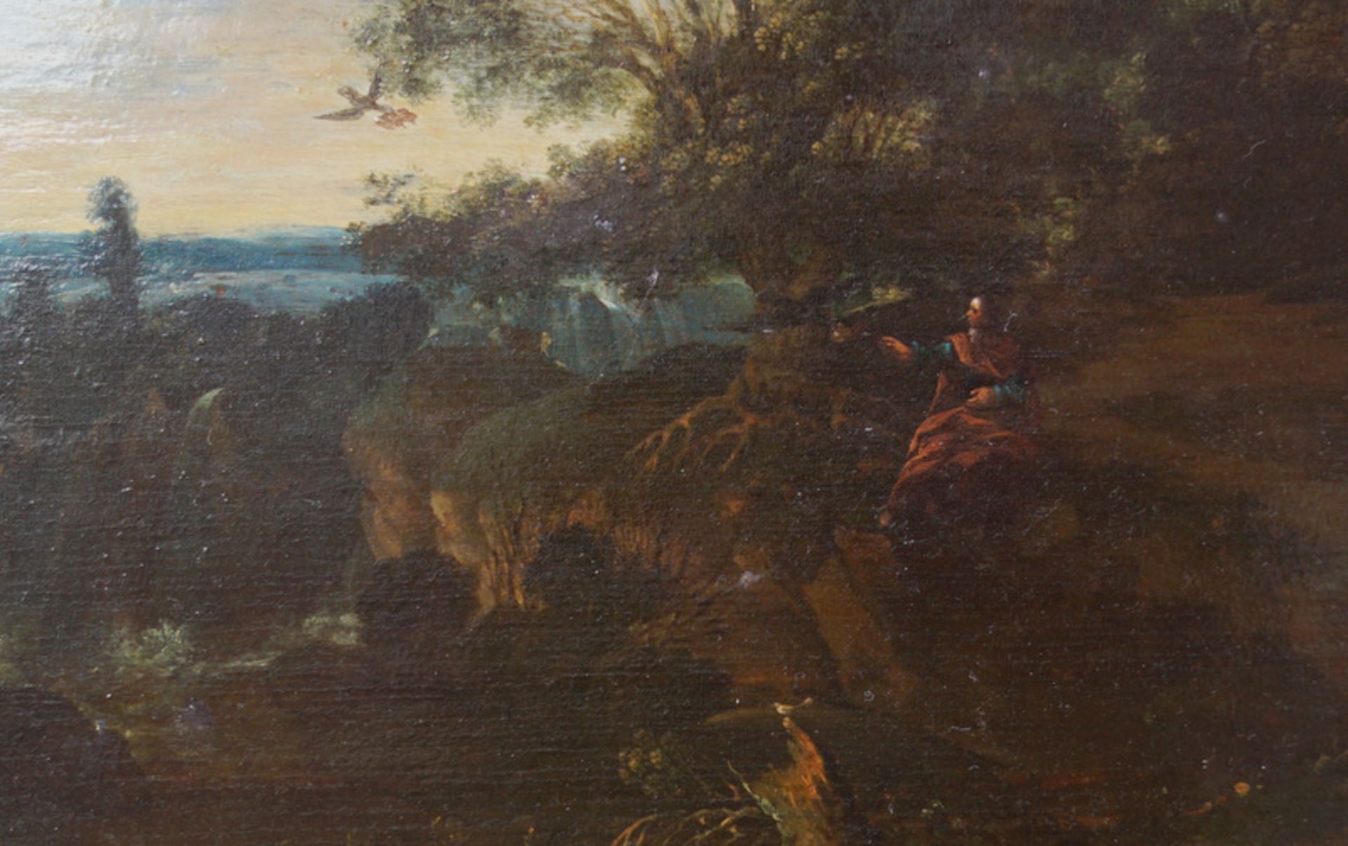 Dughet, Gaspard genannt Gaspard Poussin (1615 Rom – 1675 Rom): Landschaft mit Heiligem, den Tieren - Bild 2 aus 3