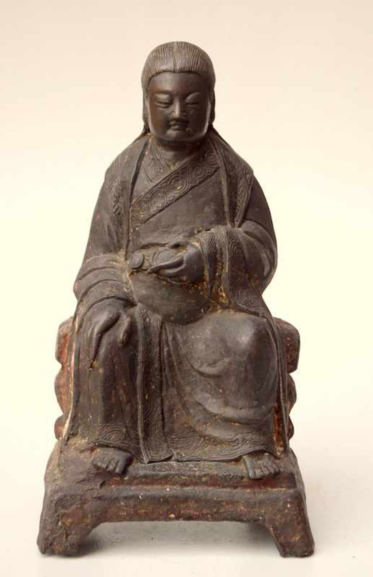 Großer sitzender Gelehrter, Bronze, China, Ming Dynastie<
