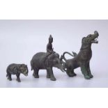 3 indische Bronzen, Elefanten u.A.