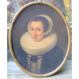 Ovales Damen Porträt nach niederländischen Vorbildern des 17. Jhd.<b