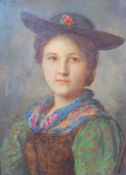 Defregger, Franz von (zugeschr.) (1835 Stronach - 1921 München): Porträt eines Mädchens in Tracht,