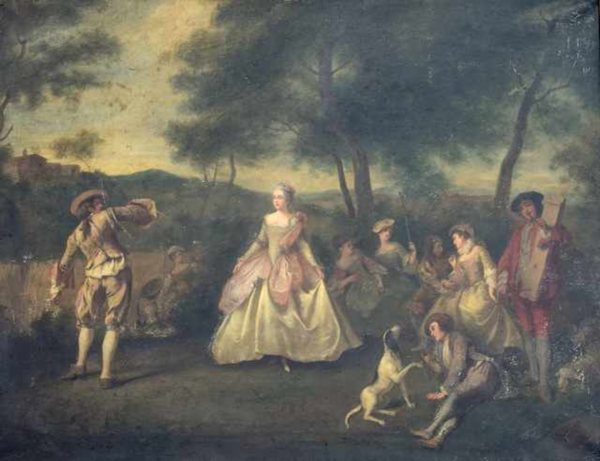 Lancret, Nicolas (Nachfolger) (1690-Paris -1743 Ebd.): Ländliches Fest - Gesellschaft im Freien<