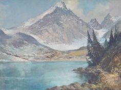 Angerer, Ludwig (1891-1948): Weite Seelandschaft vor Bergkulisse