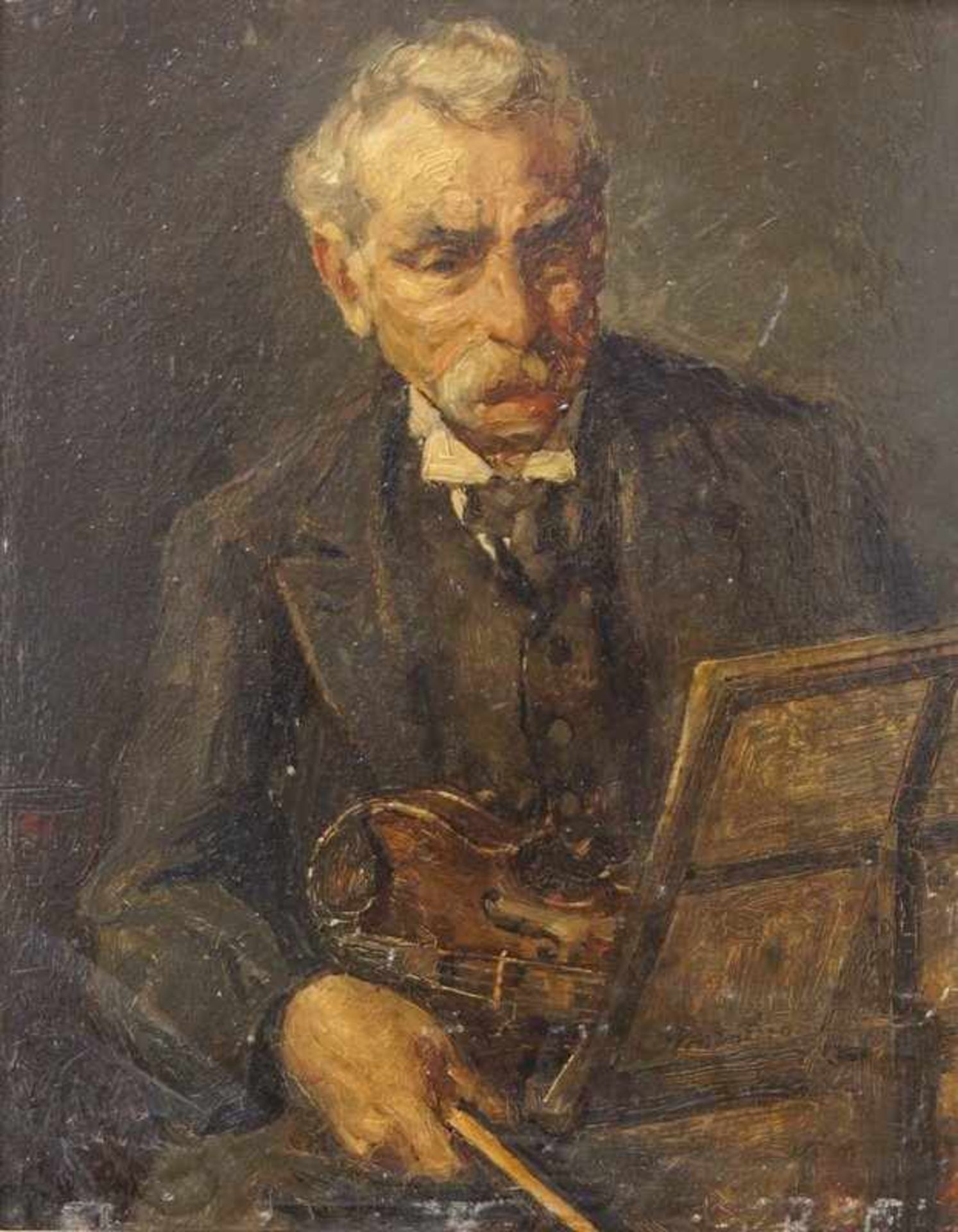 Mension, Cornelis Jan (1882 Delft Niederlande -1950 Ebd.): Portrait eines Geigers vor dem Notenstän