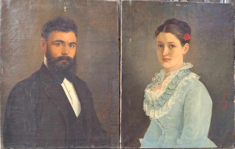 Mitchell, A. H.: Paar Bildnisse junger Eheleute, dat. 1882