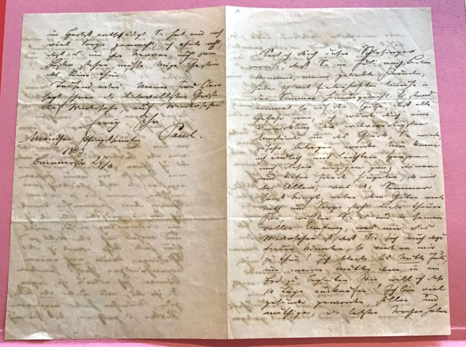Heyse, Paul (1830 Berlin - 1913 München): Pers. Brief an Julie Rettich, Handschrift von 1863 - Bild 2 aus 2