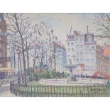 französischer Maler des 20.Jhd.: Ansicht eines Platzes mit Brunnen, wohl Paris,dat. 1924