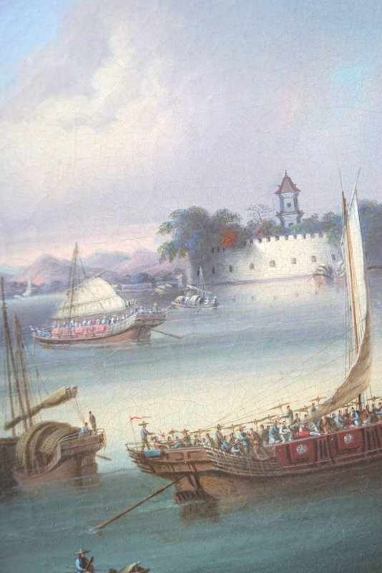 Namcheong (Hongkong active 1840-1870): Paar Chinesische Hafenansichten Whampoa und Perlflussdelta - Image 11 of 13