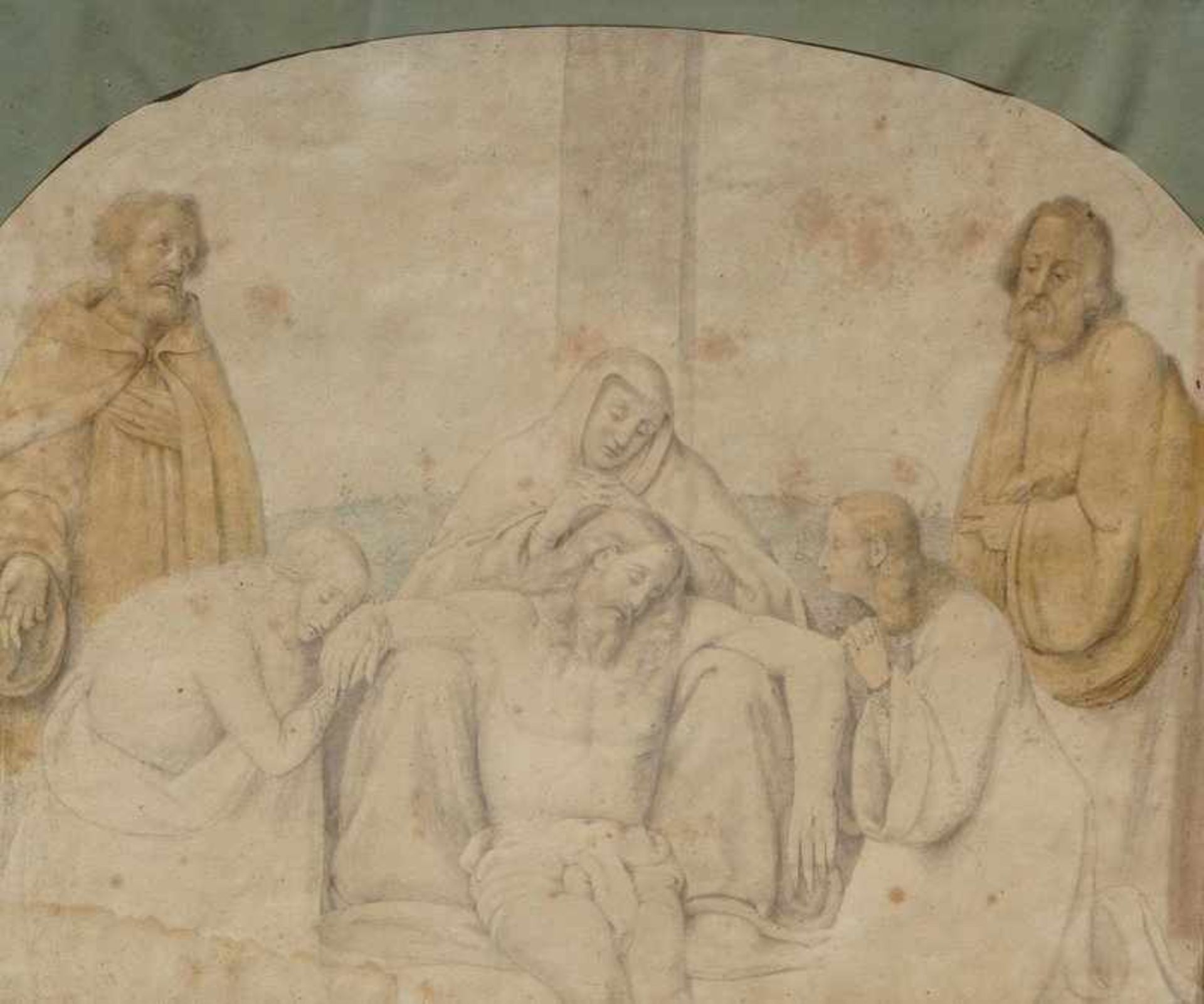 Hübner (zugeschr.), Julius (1806-1882): Beweinung Christi, wohl als Vorskizze/Entwurfszeichnung - Bild 2 aus 2