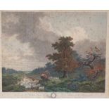 Kolorierter Kupferstich, "Le Temps Orageux" nach H. Fragonard, Anf. 19.Jhd.