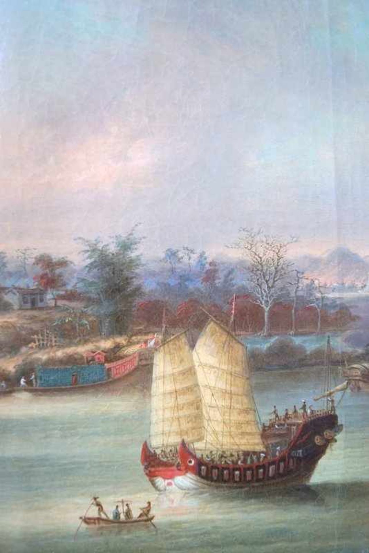 Namcheong (Hongkong active 1840-1870): Paar Chinesische Hafenansichten Whampoa und Perlflussdelta - Image 3 of 13