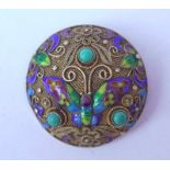 Filigransilber Brosche mit Cloisonné, China